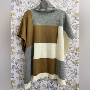 Kelly & Katie Poncho Color block gray/brown (3x$10/$25)